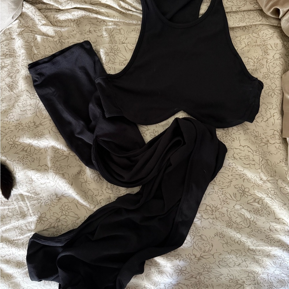 Black crop and skirt Set